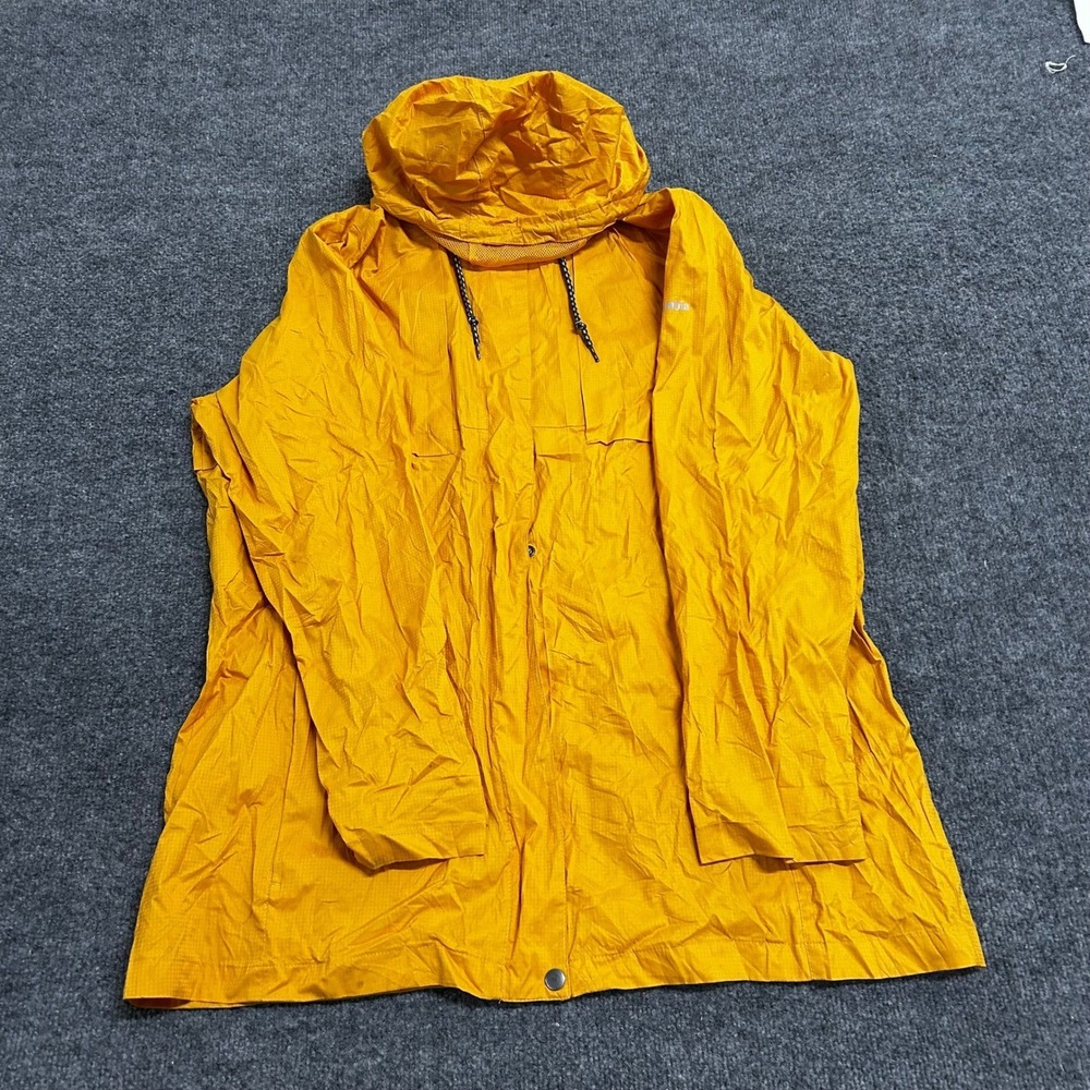 Columbia Rain Jacket Womens Size 1X Yellow Ripstop Hooded Lightweight Outdoor